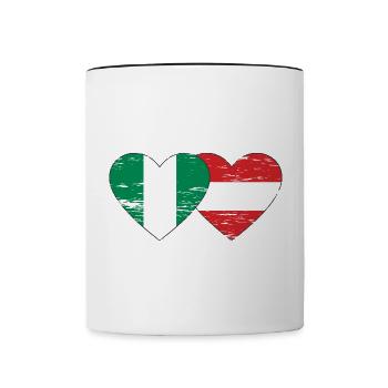 Nigeria Austria Flag Heart used - Contrasting Mug - white/black - Front