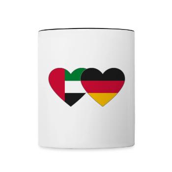 Vereinigte Arabische Emirate Deutschland Herz - Tasse zweifarbig - Weiß/Schwarz - Vorne