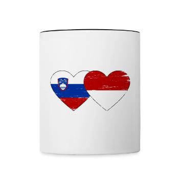 Slovenia Indonesia Flag Heart used - Contrasting Mug - white/black - Front