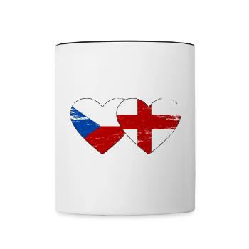 Czech Republic England Flag Heart used - Contrasting Mug - white/black - Front