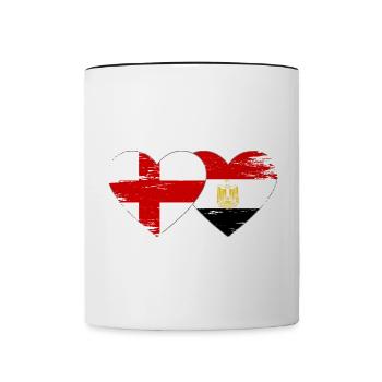 England Egypt Flag Hands Heart Shape Used - Contrasting Mug - white/black - Front