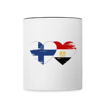 Finland Egypt Flag Hands Heart Shape Used - Contrasting Mug - white/black - Front