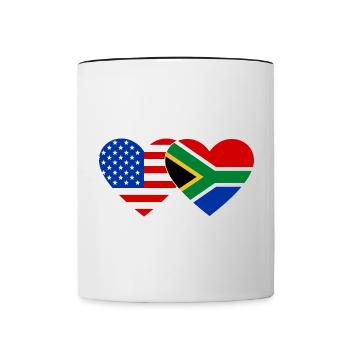 États-Unis, Afrique du Sud, drapeau, forme de coeur - Mug contrasté - blanc/noir - Devant