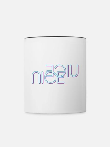 Nice schriftzug - Tasse zweifarbig - Weiß/Schwarz