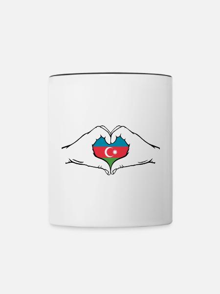 Aserbaidschan Herzform mit Hände - Tasse zweifarbig - Weiß/Schwarz