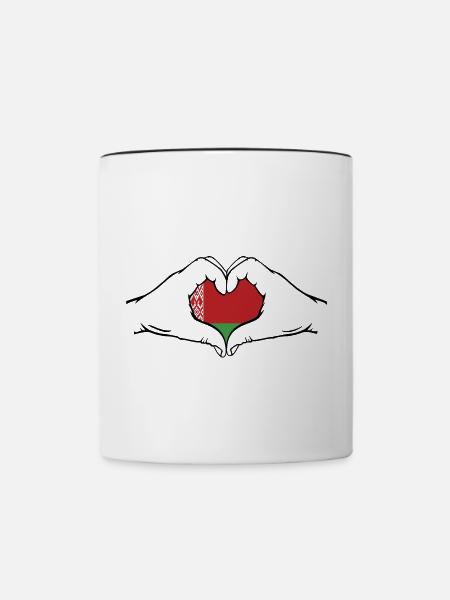 Belarus Flagge Herzform - Tasse zweifarbig - Weiß/Schwarz