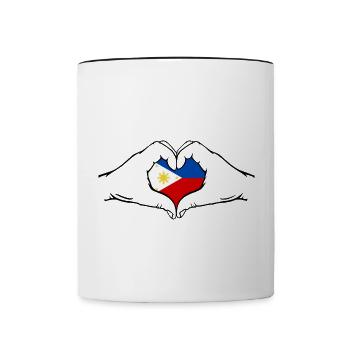 Philippines Flag Heart Shape - Contrasting Mug - white/black - Front