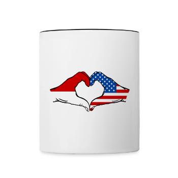 Indonésie USA Forme de coeur avec les mains - Mug contrasté - blanc/noir - Devant