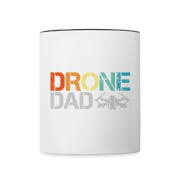drone dad retro vintage design drone flight icon - Contrasting Mug - white/black - Front
