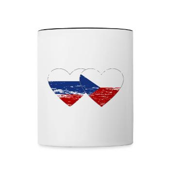Russland Tschechien Flagge Herz Flagge used - Tasse zweifarbig - Weiß/Schwarz - Vorne