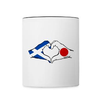 Scotland Japan Hands Heart Shape - Contrasting Mug - white/black - Front