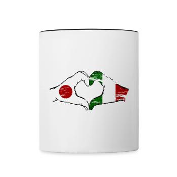 Japan Italy hands heart shape used - Contrasting Mug - white/black - Front
