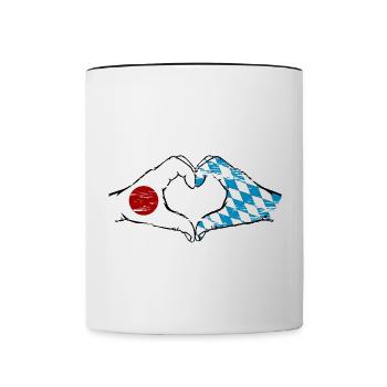Japan Bavaria hands heart shape used - Contrasting Mug - white/black - Front