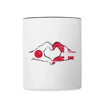 Japan Denmark hands heart shape used - Contrasting Mug - white/black - Front