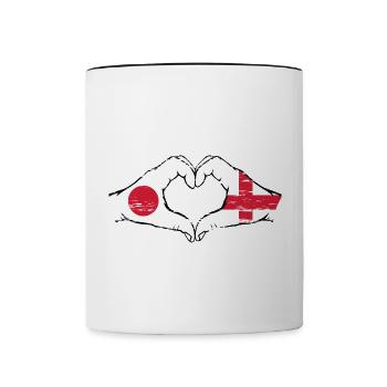 Japan England Hands Heart Shape Used - Contrasting Mug - white/black - Front