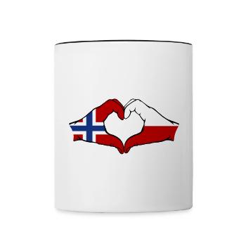 Norway Poland Flag Heart Shape - Contrasting Mug - white/black - Front