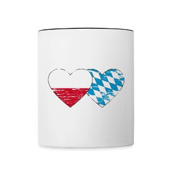 Poland Bavaria Flag Heart used - Contrasting Mug - white/black - Front