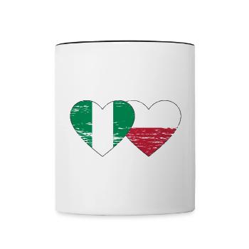 Drapeau du Nigeria Pologne coeur utilisé - Mug contrasté - blanc/noir - Devant