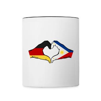 Deutschland Philippinen Flagge Hände Herzform - Tasse zweifarbig - Weiß/Schwarz - Vorne