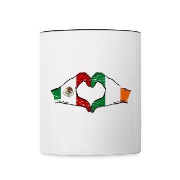 Mexique Drapeau Irlande mains forme de cœur utilisé - Mug contrasté - blanc/noir - Devant
