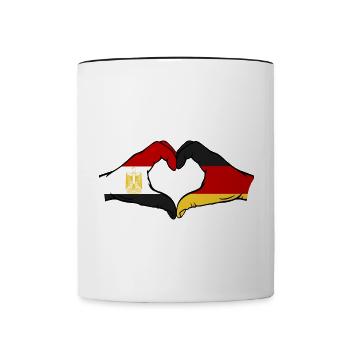 Ägypten Deutschland Flagge Hände Herzform - Tasse zweifarbig - Weiß/Schwarz - Vorne