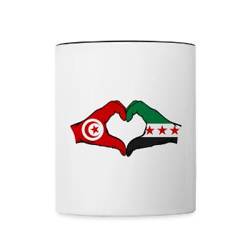 Tunisie Syrie Drapeau Mains Coeur Forme - Mug contrasté - blanc/noir - Devant