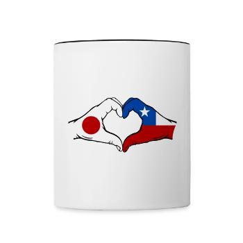 Japan Chile Flag Hands Heart Shape - Contrasting Mug - white/black - Front