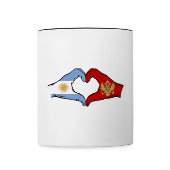 Argentinien Montenegro Flagge Hände Herzform - Tasse zweifarbig - Weiß/Schwarz - Vorne