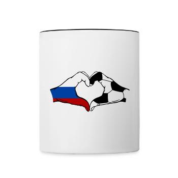 Russland Fussball Flagge Haende Herzform - Tasse zweifarbig - Weiß/Schwarz - Vorne