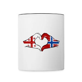Georgia Norway Flag Hands Heart Shape Used - Contrasting Mug - white/black - Front