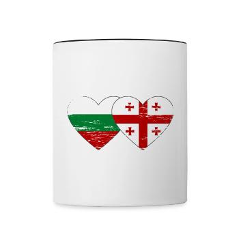 Bulgarie Géorgie drapeau coeur utilisé - Mug contrasté - blanc/noir - Devant