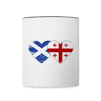 Ecosse Géorgie drapeau coeur utilisé - Mug contrasté - blanc/noir - Devant