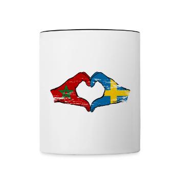Morocco Sweden Flag Hand Shape Heart Shape Used - Contrasting Mug - white/black - Front