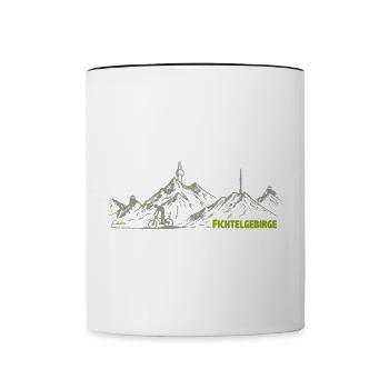 Fichtelgebirge drawing with Kösseine Schneeberg - Contrasting Mug - white/black - Front