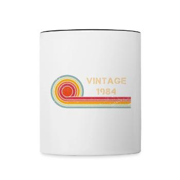 Vintage 1984 birthday retro design - Contrasting Mug - white/black - Front