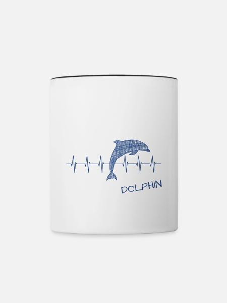 Dolphin Delfin - Tasse zweifarbig - Weiß/Schwarz