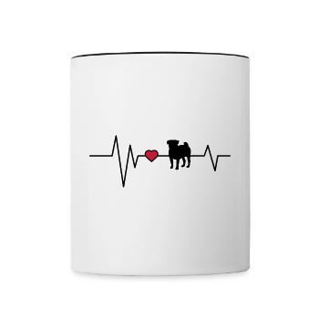 Carlin de chien Heartbeat - Mug contrasté - blanc/noir - Devant