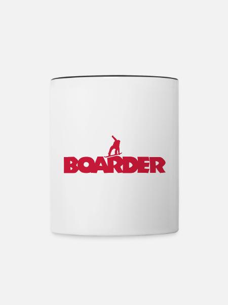 Boarder (Rot) Snowboard Snowboarder - Tasse zweifarbig - Weiß/Schwarz