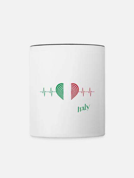 Italien Heart Herzschlag Italy - Tasse zweifarbig - Weiß/Schwarz
