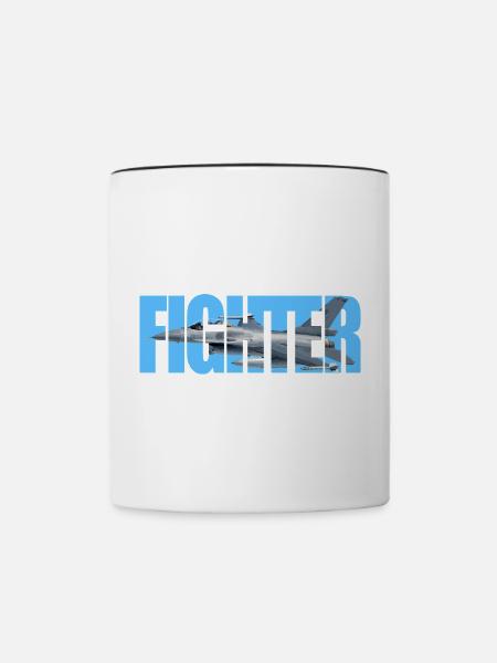 Fighter F-16 Fighting Falcon - Tasse zweifarbig - Weiß/Schwarz