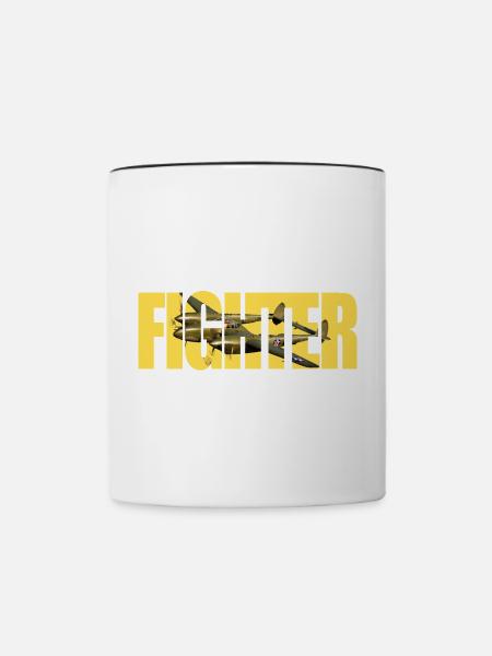 Fighter P-38 Lightning - Tasse zweifarbig - Weiß/Schwarz