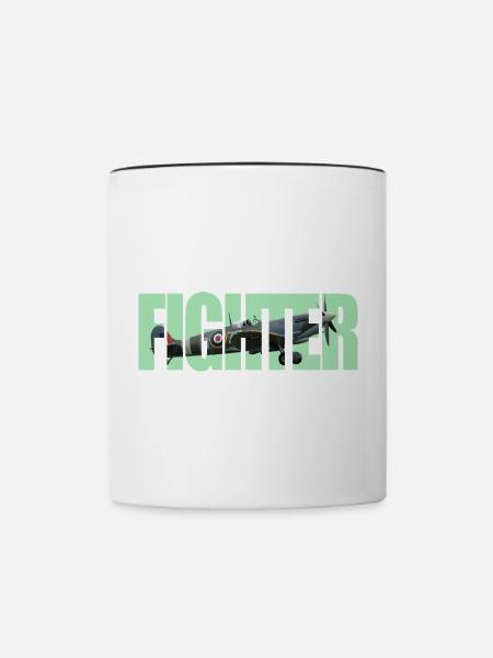 Fighter Spitfire - Tasse zweifarbig - Weiß/Schwarz