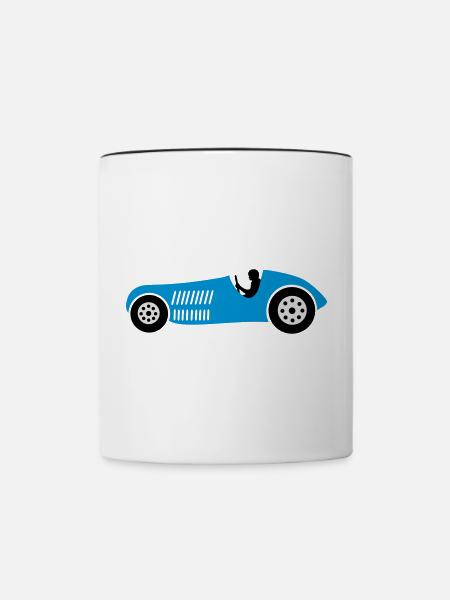 rennwagen rennen auto - Tasse zweifarbig - Weiß/Schwarz
