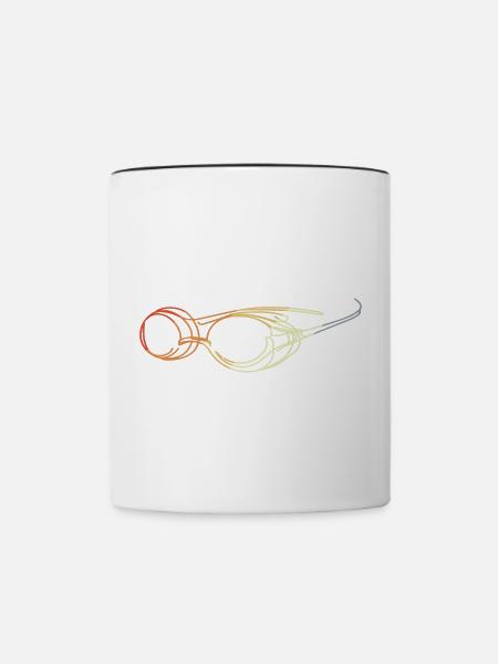 Schwimmbrille Zeichnung - Tasse zweifarbig - Weiß/Schwarz