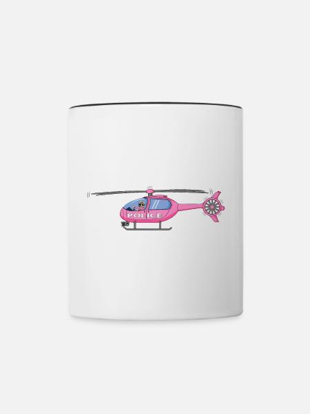 Polizeihubschrauber in Rosa - Tasse zweifarbig - Weiß/Schwarz