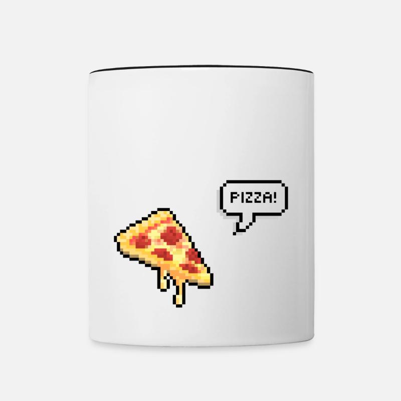Pizza Pixel Design - Mug contrasté - blanc/noir