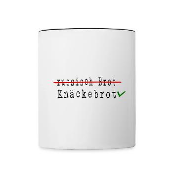 knäckebrot support UKRAINE slava ukraini "Boykott" - Tasse zweifarbig - Weiß/Schwarz - Vorne