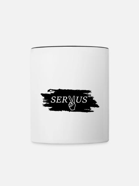 Servus Bayern - Tasse zweifarbig - Weiß/Schwarz