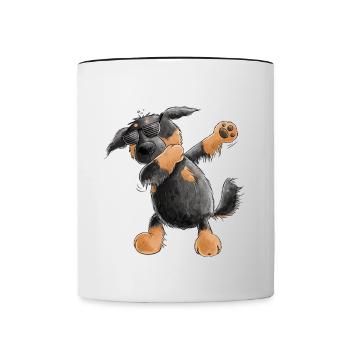 Hovawart Dab Dance Comic I Dabbender Hund - Mug contrasté - blanc/noir - Devant