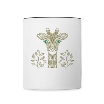 Mystical Magic Zoo with Golden Giraffe - Contrasting Mug - white/black - Front